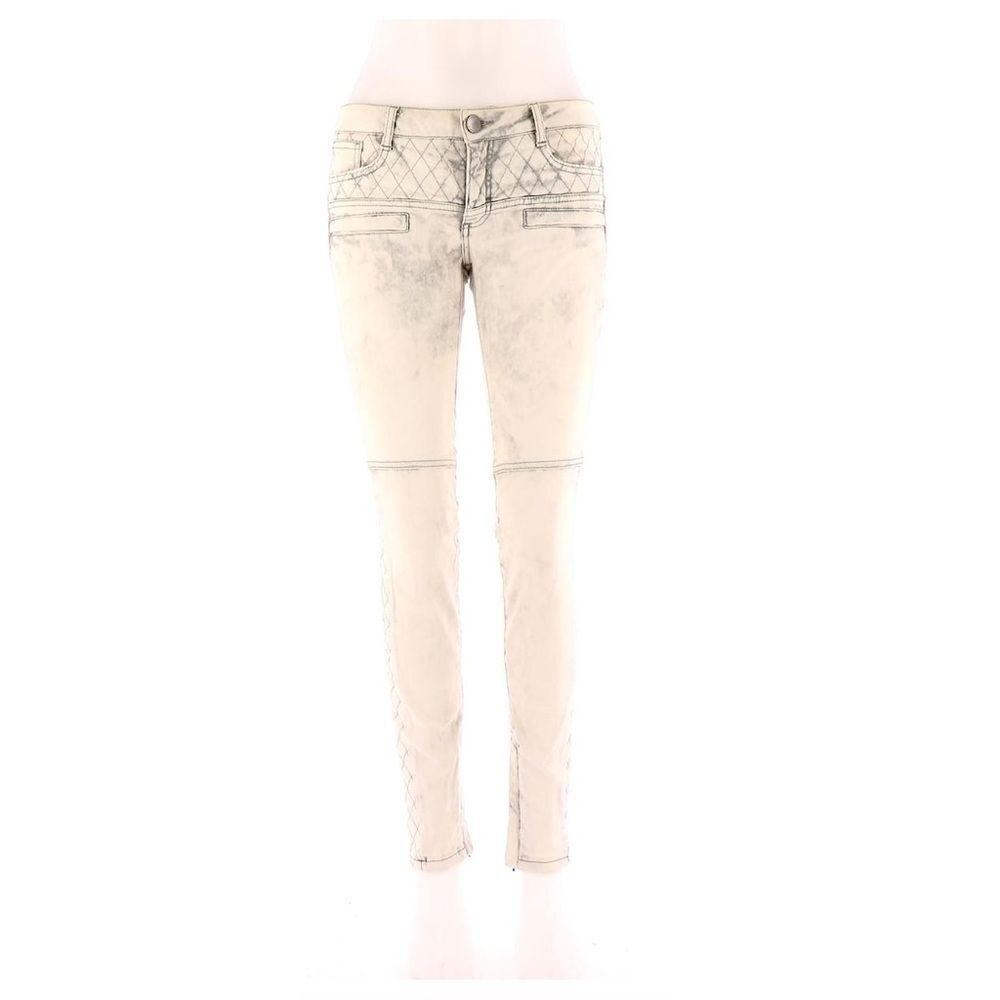 NWT Maje Women’s E14 Downtown Low Rise Quilted Skinny Jeans. White/Black. Sz 36